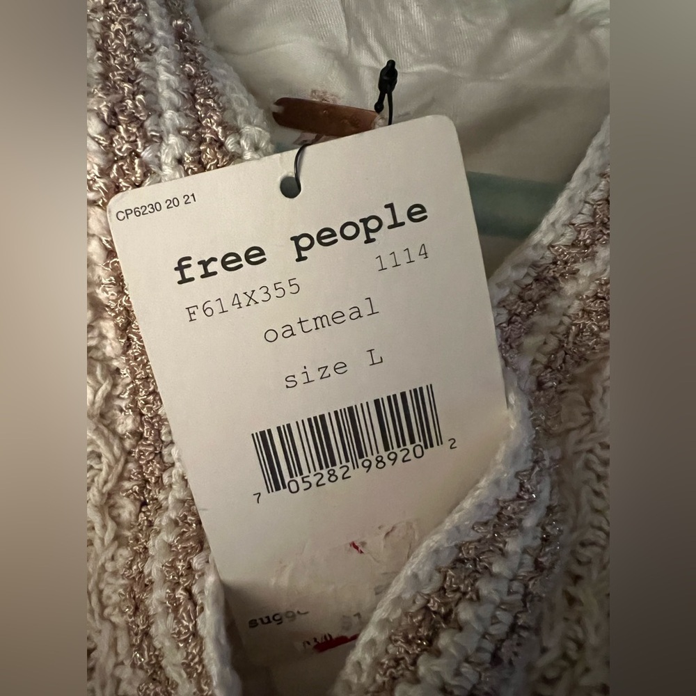 NWT Free People Double Lined Crochet Hooded Cardigan Sweater - Large - Picture 3 of 7